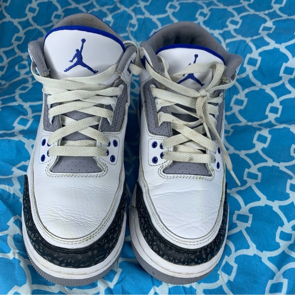 Nike Women’s size 8 Air Jordan 3 racer blue retro og Wmns cement grey sneakers - Picture 3 of 11